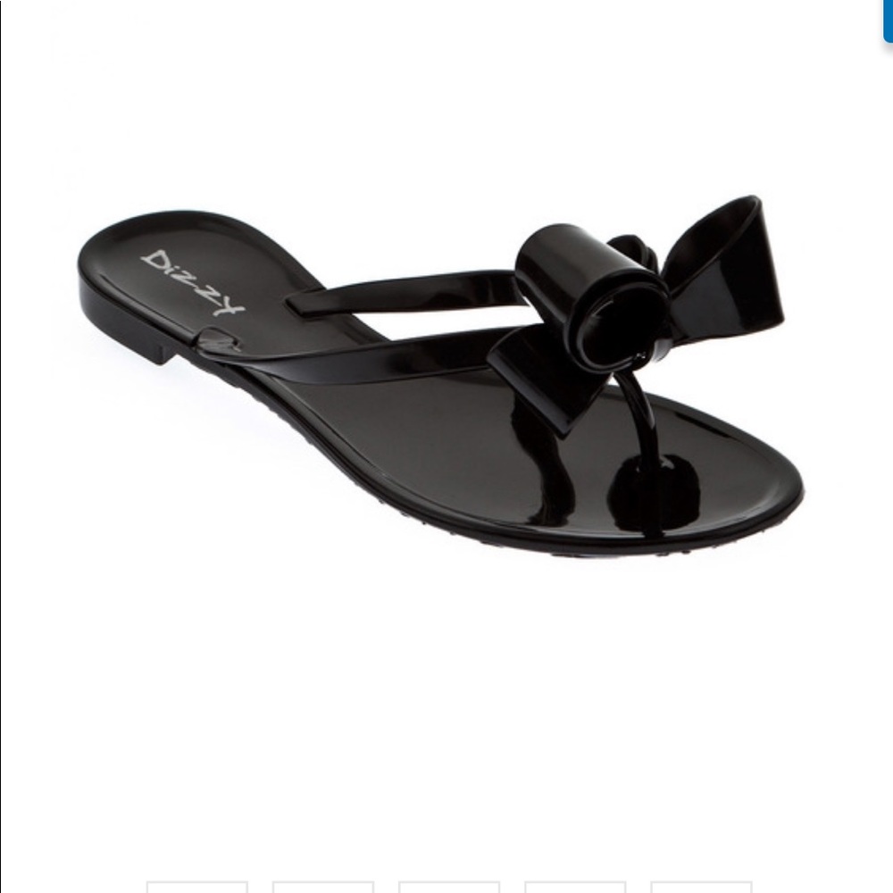 Black Bow Jelly Sandals by Dizzy; size 39; new